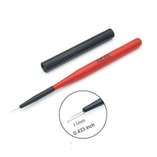 Load image into Gallery viewer, AKiHI Nail Art Painting Draw Brush with Metal Cap Professional Acrylic UV Gel Nail Polish Manicure Pen Liner Flat Round