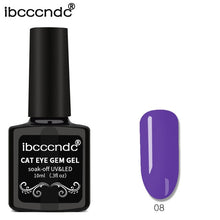 Load image into Gallery viewer, IBCCCNDC 10ml 3D Cat Eye Gem Nail Polish Magnetic Gel Soak Off Nail Gel Polish Semi Vernis Permanant Gel Varnish Lacuqer Gellak