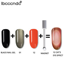 Load image into Gallery viewer, IBCCCNDC 10ml 3D Cat Eye Gem Nail Polish Magnetic Gel Soak Off Nail Gel Polish Semi Vernis Permanant Gel Varnish Lacuqer Gellak