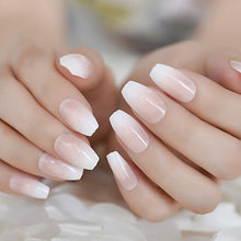 Load image into Gallery viewer, Ombre French Ballerina Fake Nail Gradeint Natural Coffin False Nails Wholesale Nails Supplier 24