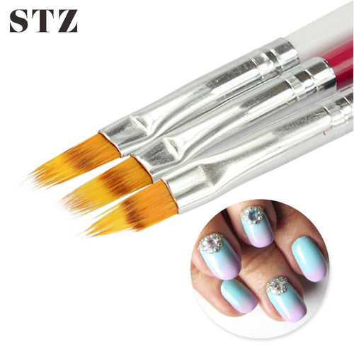 STZ 1pcs Nail Brush Ombre Soft Gradient Effect Pen Red/Black/White Manicure Tools for UV Gel Polish Nail Art Brush #285