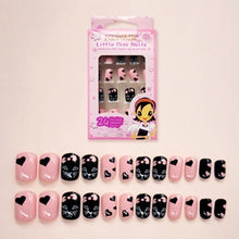Load image into Gallery viewer, 24pcs 15 Designs Short Head Cute Bear Strawberry Heart Fake Nails Press on Children Candy False Nail Tips Manicure Beauty Tools