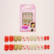 Load image into Gallery viewer, 24pcs 15 Designs Short Head Cute Bear Strawberry Heart Fake Nails Press on Children Candy False Nail Tips Manicure Beauty Tools