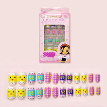 Load image into Gallery viewer, 24pcs 15 Designs Short Head Cute Bear Strawberry Heart Fake Nails Press on Children Candy False Nail Tips Manicure Beauty Tools