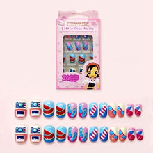 Load image into Gallery viewer, 24pcs 15 Designs Short Head Cute Bear Strawberry Heart Fake Nails Press on Children Candy False Nail Tips Manicure Beauty Tools