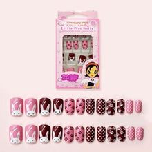Load image into Gallery viewer, 24pcs 15 Designs Short Head Cute Bear Strawberry Heart Fake Nails Press on Children Candy False Nail Tips Manicure Beauty Tools