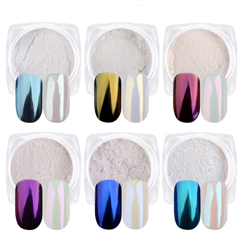New Fashion 1Box Gradient Shining Nail Glitter Dust Magic Mirror Effect Powder DIY Decoration Dust Tools BEB01-07