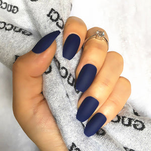 Wholesale Coffin Fake Nails Matte Wine Red Frosted Press On Nails Coloured White Black Peacock blue False Nails 27 Colors