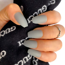 Load image into Gallery viewer, Wholesale Coffin Fake Nails Matte Wine Red Frosted Press On Nails Coloured White Black Peacock blue False Nails 27 Colors