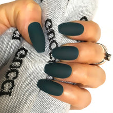 Load image into Gallery viewer, Wholesale Coffin Fake Nails Matte Wine Red Frosted Press On Nails Coloured White Black Peacock blue False Nails 27 Colors