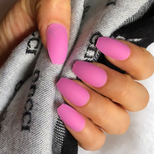 Load image into Gallery viewer, Wholesale Coffin Fake Nails Matte Wine Red Frosted Press On Nails Coloured White Black Peacock blue False Nails 27 Colors