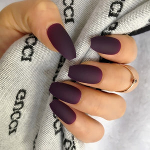 Wholesale Coffin Fake Nails Matte Wine Red Frosted Press On Nails Coloured White Black Peacock blue False Nails 27 Colors