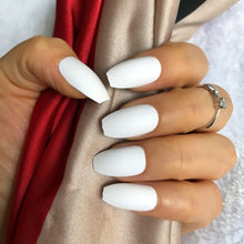 Load image into Gallery viewer, Wholesale Coffin Fake Nails Matte Wine Red Frosted Press On Nails Coloured White Black Peacock blue False Nails 27 Colors