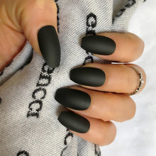 Load image into Gallery viewer, Wholesale Coffin Fake Nails Matte Wine Red Frosted Press On Nails Coloured White Black Peacock blue False Nails 27 Colors