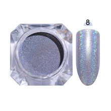 Load image into Gallery viewer, Gradient Shiny Nail Glitter Set Powder Laser Sparkly Manicure Nail Art Chrome Pigment Silver DIY Nail Art Decoration Kit