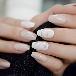 Ombre French Ballerina Fake Nail Gradeint Natural Coffin False Nails Wholesale Nails Supplier 24