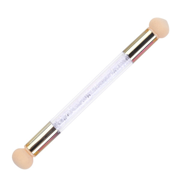 1pcs Double Head Gradient Nail Brushes Mirror Glitter Handle Acrylic Polish Picker Pen Manicure Dotting Blooming Sponge CH945