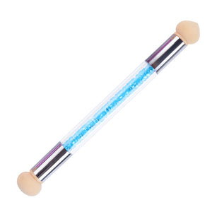 1pcs Double Head Gradient Nail Brushes Mirror Glitter Handle Acrylic Polish Picker Pen Manicure Dotting Blooming Sponge CH945
