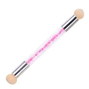 1pcs Double Head Gradient Nail Brushes Mirror Glitter Handle Acrylic Polish Picker Pen Manicure Dotting Blooming Sponge CH945