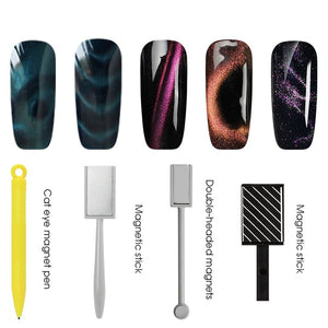 BUKAKI Strong Magnetic Nail Stick Set 3D Cat Eye Effect Magnet for UV Painting Gel Nail Polish Uv Lamp for Gel Varnish