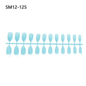 24pcs Matte Pure Color False Nails Popular Designs Glue On Long Tip Patch Artificial Nail Chip Extensions Nail Art Accessories