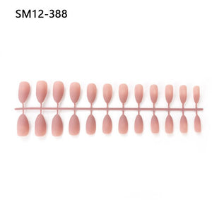 24pcs Matte Pure Color False Nails Popular Designs Glue On Long Tip Patch Artificial Nail Chip Extensions Nail Art Accessories