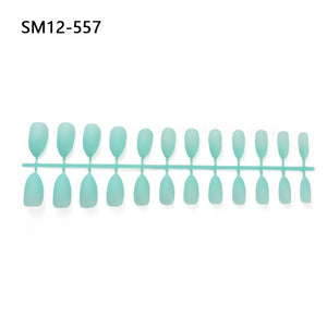 24pcs Matte Pure Color False Nails Popular Designs Glue On Long Tip Patch Artificial Nail Chip Extensions Nail Art Accessories