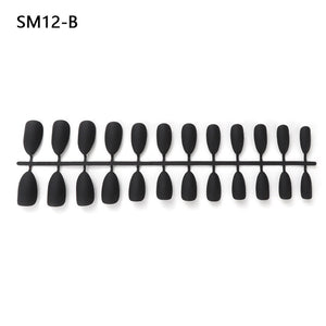 24pcs Matte Pure Color False Nails Popular Designs Glue On Long Tip Patch Artificial Nail Chip Extensions Nail Art Accessories