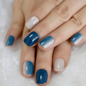 24Pcs Ballerina Fake Nails Khaki Nude Marble Coffin Flat Artificial False Nail Tips for Office Home Faux Ongle Free Glue Sticker