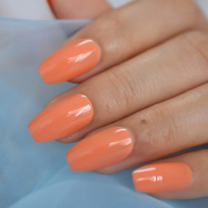 24Pcs Ballerina Fake Nails Khaki Nude Marble Coffin Flat Artificial False Nail Tips for Office Home Faux Ongle Free Glue Sticker