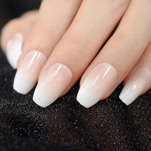 24Pcs Ballerina Fake Nails Khaki Nude Marble Coffin Flat Artificial False Nail Tips for Office Home Faux Ongle Free Glue Sticker