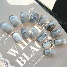 Load image into Gallery viewer, 24Pcs Ballerina Fake Nails Khaki Nude Marble Coffin Flat Artificial False Nail Tips for Office Home Faux Ongle Free Glue Sticker