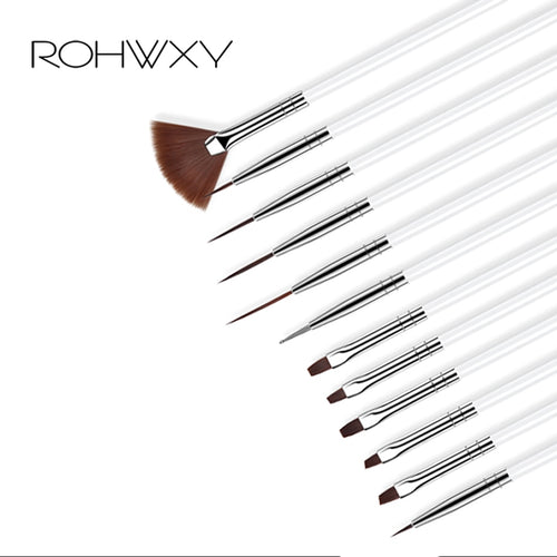 ROHWXY 12PCS Manicure Set Pencel Dotting Painting Design Acrylic Nail Art Brush For Manicure Decoration A Set of brushes