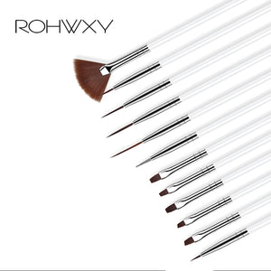 ROHWXY 12PCS Manicure Set Pencel Dotting Painting Design Acrylic Nail Art Brush For Manicure Decoration A Set of brushes