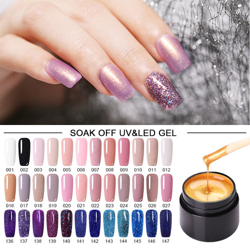 LEMOOC Starry Glitter Gel 180 Colors 5ml Pure Nail Color Varnish Nail Art Salon Soak Off UV LED Nail Art Design Gel Lacquer