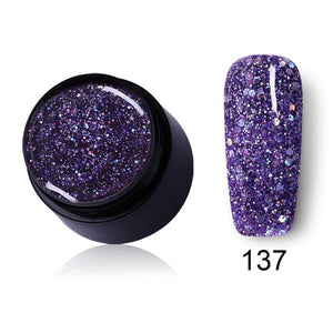 LEMOOC Starry Glitter Gel 180 Colors 5ml Pure Nail Color Varnish Nail Art Salon Soak Off UV LED Nail Art Design Gel Lacquer