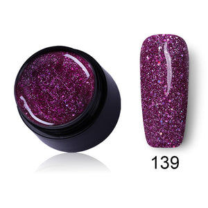 LEMOOC Starry Glitter Gel 180 Colors 5ml Pure Nail Color Varnish Nail Art Salon Soak Off UV LED Nail Art Design Gel Lacquer