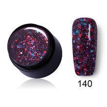 Load image into Gallery viewer, LEMOOC Starry Glitter Gel 180 Colors 5ml Pure Nail Color Varnish Nail Art Salon Soak Off UV LED Nail Art Design Gel Lacquer