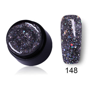 LEMOOC Starry Glitter Gel 180 Colors 5ml Pure Nail Color Varnish Nail Art Salon Soak Off UV LED Nail Art Design Gel Lacquer